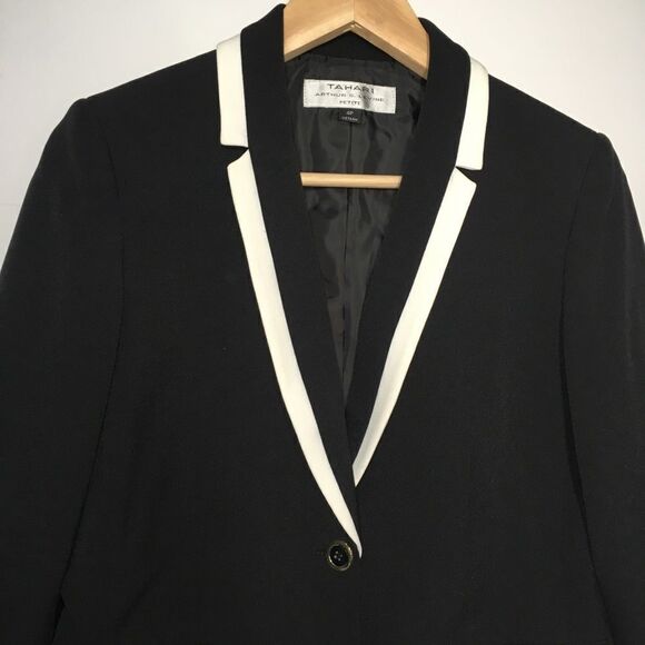 TAHARI‎ ARTHUR S. LEVINE WHITE TRIM  2 BUTTON LONG SLEEVE BLAZER 4P - Picture 3 of 5